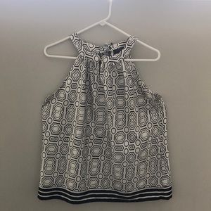 Black & white halter neck blouse
